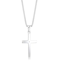 Halskette Basic Kreuz Glaube Diamant (0.005 Ct) 925 Silber