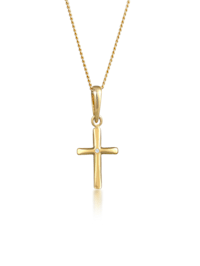 Halskette Kreuz Glaube Edel Diamant (0.005 Ct.) 585 Gelbgold