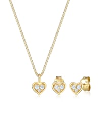 Schmuckset Herz Liebe Valentin Diamant (0.105Ct) 585 Gelbgold