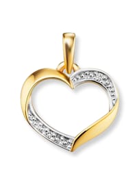 0,01 ct  Diamant Brillant Herz Anhänger aus 585 Gelbgold