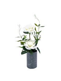 Kunstblume weiße Rosen in Vase Leilani