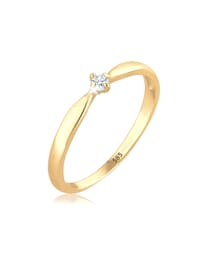 Ring Verlobung Welle Diamant (0.03 Ct.) 585 Gelbgold