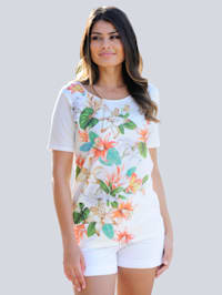 Shirt mit zarten Lilien-Design im Vorderteil