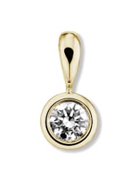 Schmuckset - Set mit Halskette 0.3 ct  Diamant-Brillant Zarge Anhänger aus 585 Gelbgold