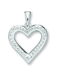 Schmuckset - Set mit Halskette  Zirkonia Herz Herz Anhänger aus 925 Silber