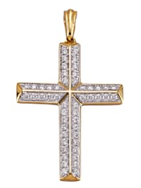 Pendentif Croix en or jaune 585, avec brillants
