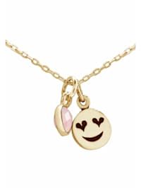 Halskette mit Anhänger Emoji Herzaugen Rosenquarz