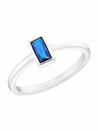 Ring für Damen, 925 Sterling Silber mit Zirkonia (synth.) blau