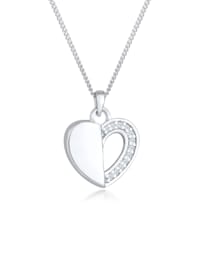 Halskette Herz Ewigkeit Diamant (0.06 Ct.) 925 Silber
