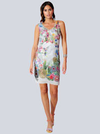 Jerseykleid allover im floralen Print überdruckt