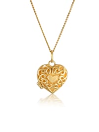 Halskette Herz Ornament Amulett Medaillon 585 Gelbgold