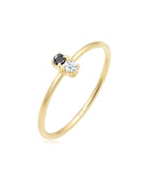 Ring Bi-Color Schwarzer Diamant (0.06 Ct.) 375 Gelbgold