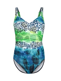 Swimsuit with a graphic placed print