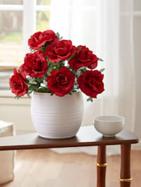 Vase avec roses, rouge