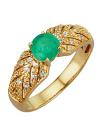 Damenring mit Smaragd und Saphir Gelbgold 585