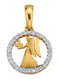 Pendentif Signe du zodiaque Vierge en or jaune 585, avec diamants