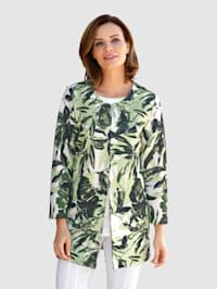 Shirtjacke mit Blätterdruck