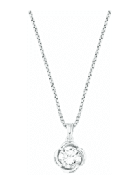 Halskette für Damen, Sterling Silber 925, Zirkonia (synth.) Blume