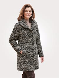 Vlnený kabát s leo vzorom