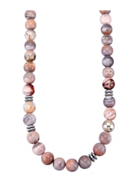 Halskette mit Botswana-Achat und Hämatit in Silber 925