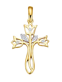 Pendentif "croix" serti d'un diamant