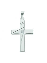 925 Silber Kreuz Anhänger mit Zirkonia - Set mit Halskette