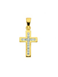 375 Gold Kreuz Anhänger mit Zirkonia - Set mit Halskette
