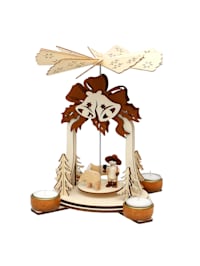 Holz Teelichtpyramide Glocke, mit Schafen   Schäfer