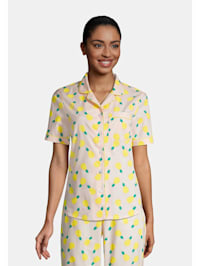 Kurzarm Pyjama Shirt mit Knopfleiste