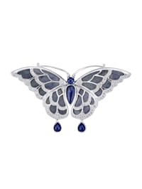 Schmetterling-Brosche mit Lapislazuli und blauen Quarzen