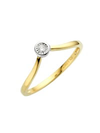 Ring 375/- Gold Brillant weiß Bicolor 0,03ct.