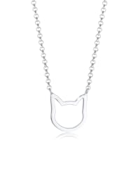 Halskette Erbskette Cut-Out Katze Anhänger Trend 925 Silber