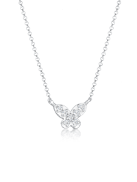 Halskette Schmetterling Diamanten (0.105 Ct) 925 Silber