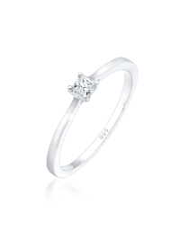 Ring Princess Cut Verlobung Diamant 0.1 Ct. 925 Silber