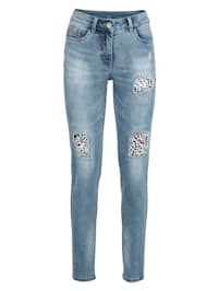 Jeans mit Strass- und Perlendekoration