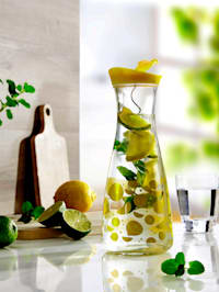 Carafe en verre Citron, couvercle à spirale pour fruits, contenance 750 ml