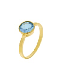 Ring 375/- Gold Blautopas beh. blau Glänzend
