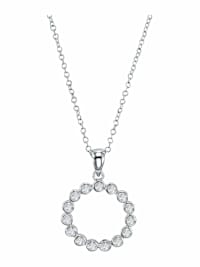 Halskette für Damen, 925 Sterling Silber, (synth.) Zirkonia