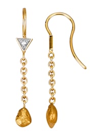 Boucles d'oreilles avec diamants et pépites fantaisie en or