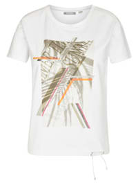 T-Shirt mit abstraktem Front-Print und Tunnelzug