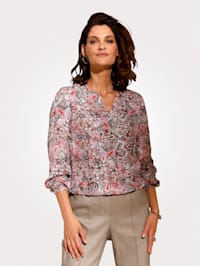 Pull-on blouse with a floral print