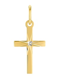 Motivanhänger für Damen und Herren, Unisex, 585 Gold  | Kreuz
