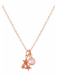 Halskette mit Anhänger Sternekonstellation Rosenquarz