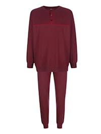 Pyjama met contrastkleurige paspel