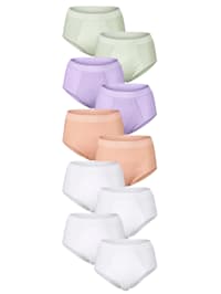 10 pack of high rise briefs made from pure cotton