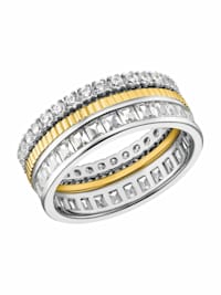 Ring für Damen, Sterling Silber 925 teilvergoldet, Zirkonia (synth.)