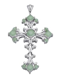 Kreuz-Anhänger mit Jade mit Jade in Silber 925