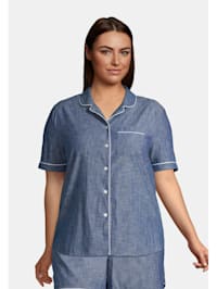 Kurzarm Pyjama Shirt Plus Size aus Baumwolle