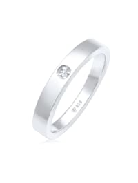 Ring Solitär Bandring Diamant 0.015 Ct. 925 Silber