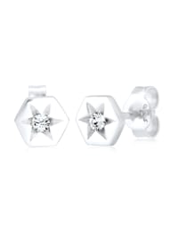 Ohrringe Stern Hexagon Kristalle Sterling Silber